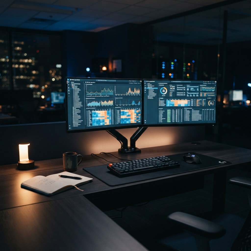 A technical workstation with SQL Server on screen