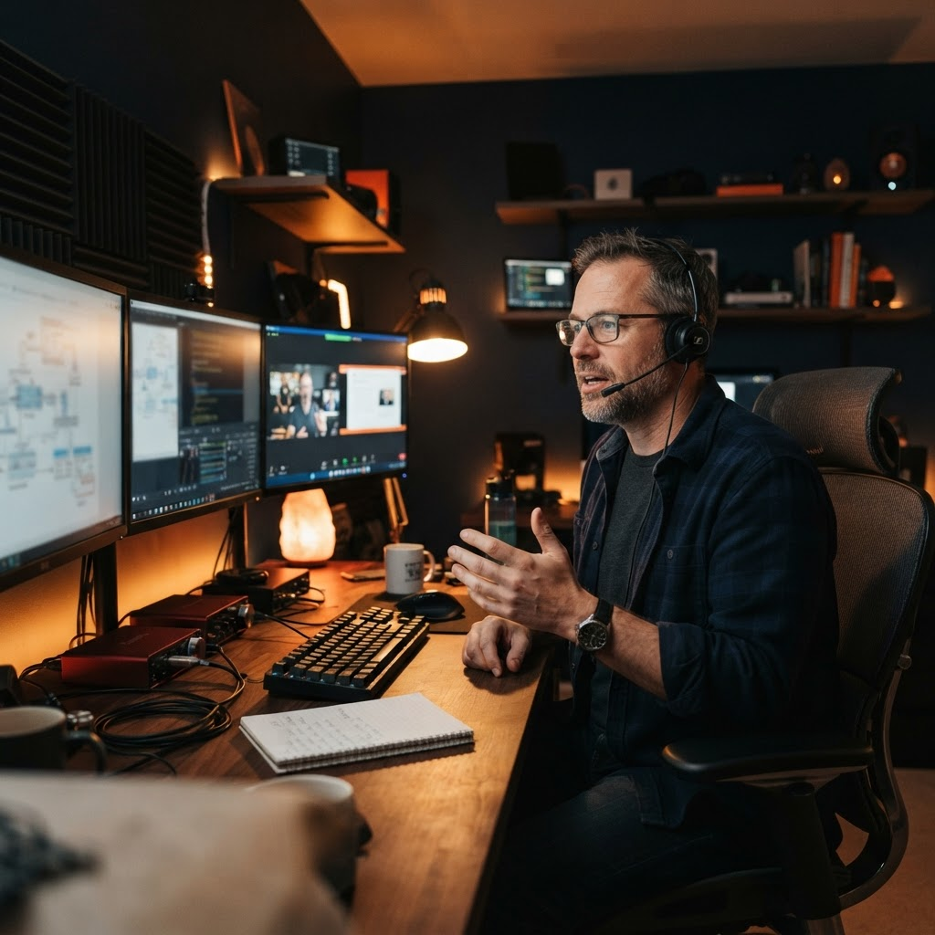 An instructor explaining SQL Server during a live online class